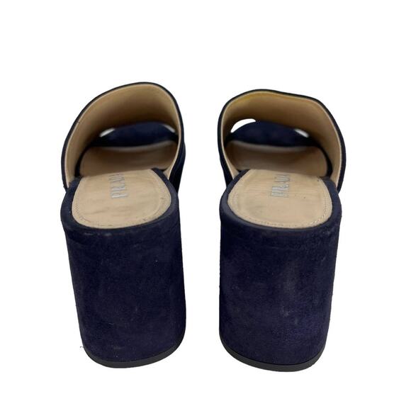 Prada Suede Navy Platform Heeled Mules - Picture 9 of 11